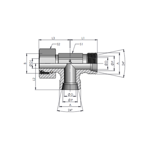 EL-L Swivel Nut Run Tee