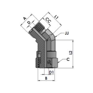 RJFS6502-00-00 Series MFS-FFSS 45° ELBOW